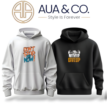 "Bundle of two fleece hoodies, one black and one white, with trendy prints for boys' casual winter fashion