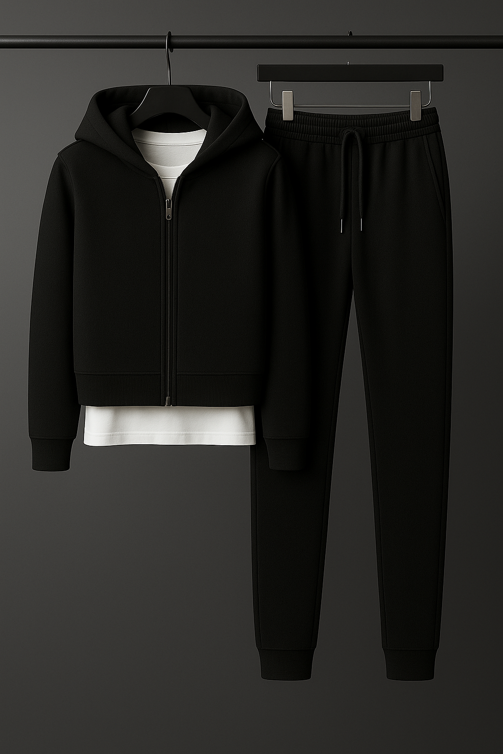 Black Crop Zipper & Trouser Set – Premium Winter Edition | AUA&CO