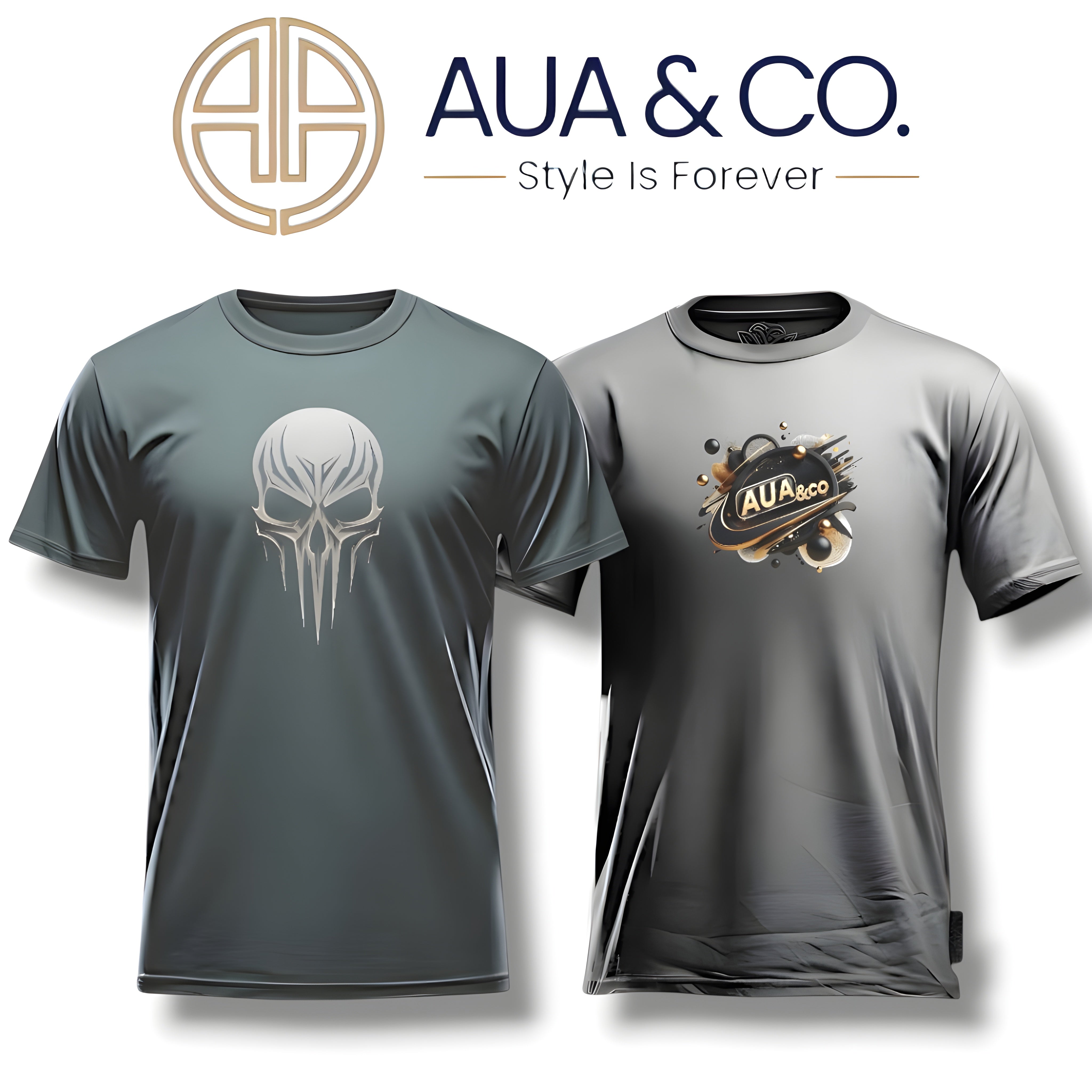 "Bundle of 2 men's half-sleeve t-shirts in dark olive green and gray with stylish DTF print, cotton blend fabric, perfect for summer casual wear."