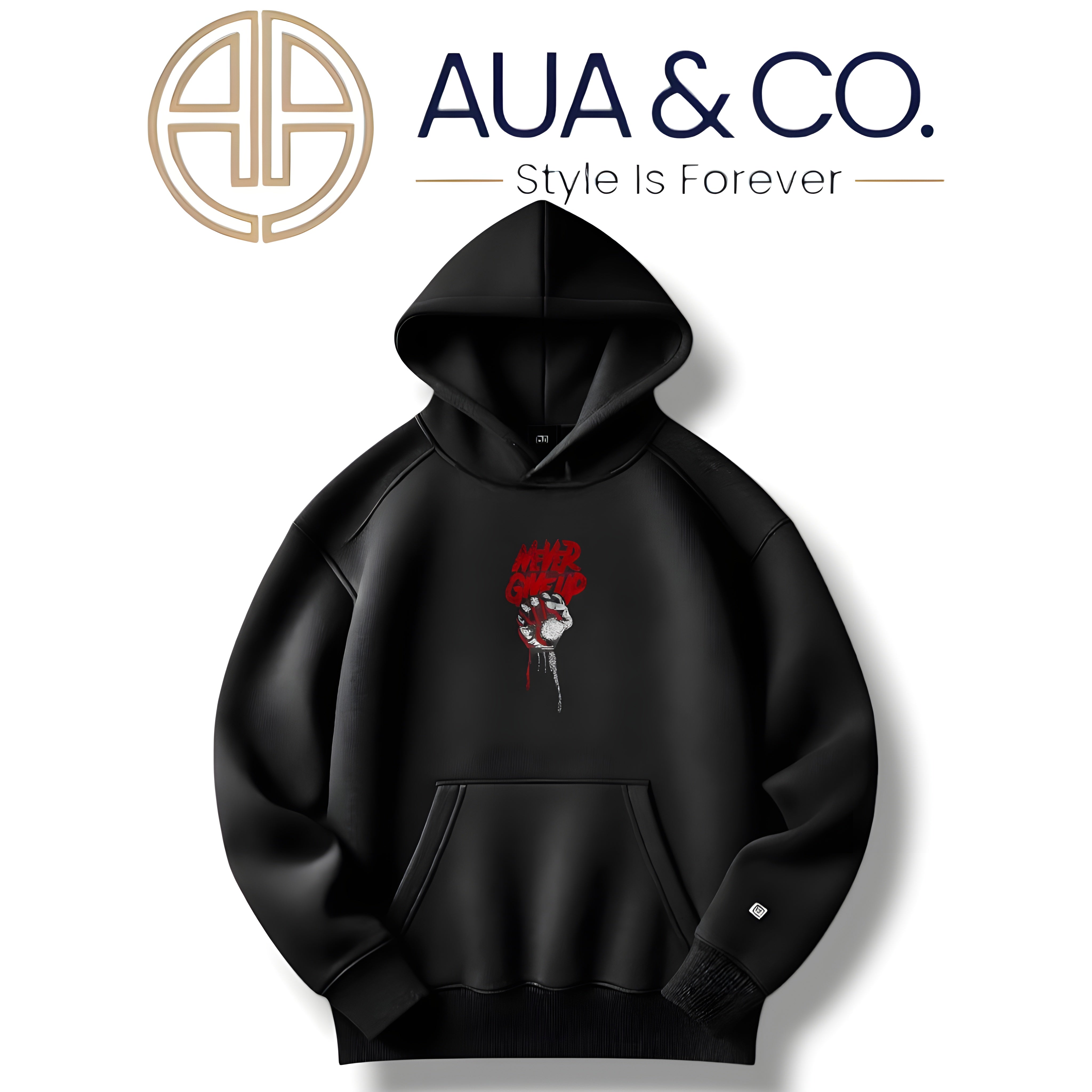 Black Hoodie - Winter Soft Fleece For Men's by AUA&CO