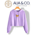 Lavender Butterfly Crop Hoodie - AUA&CO