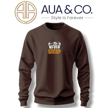 *AUA&CO Dark Brown Fleece Sweatshirt - Winter Casual Wear*