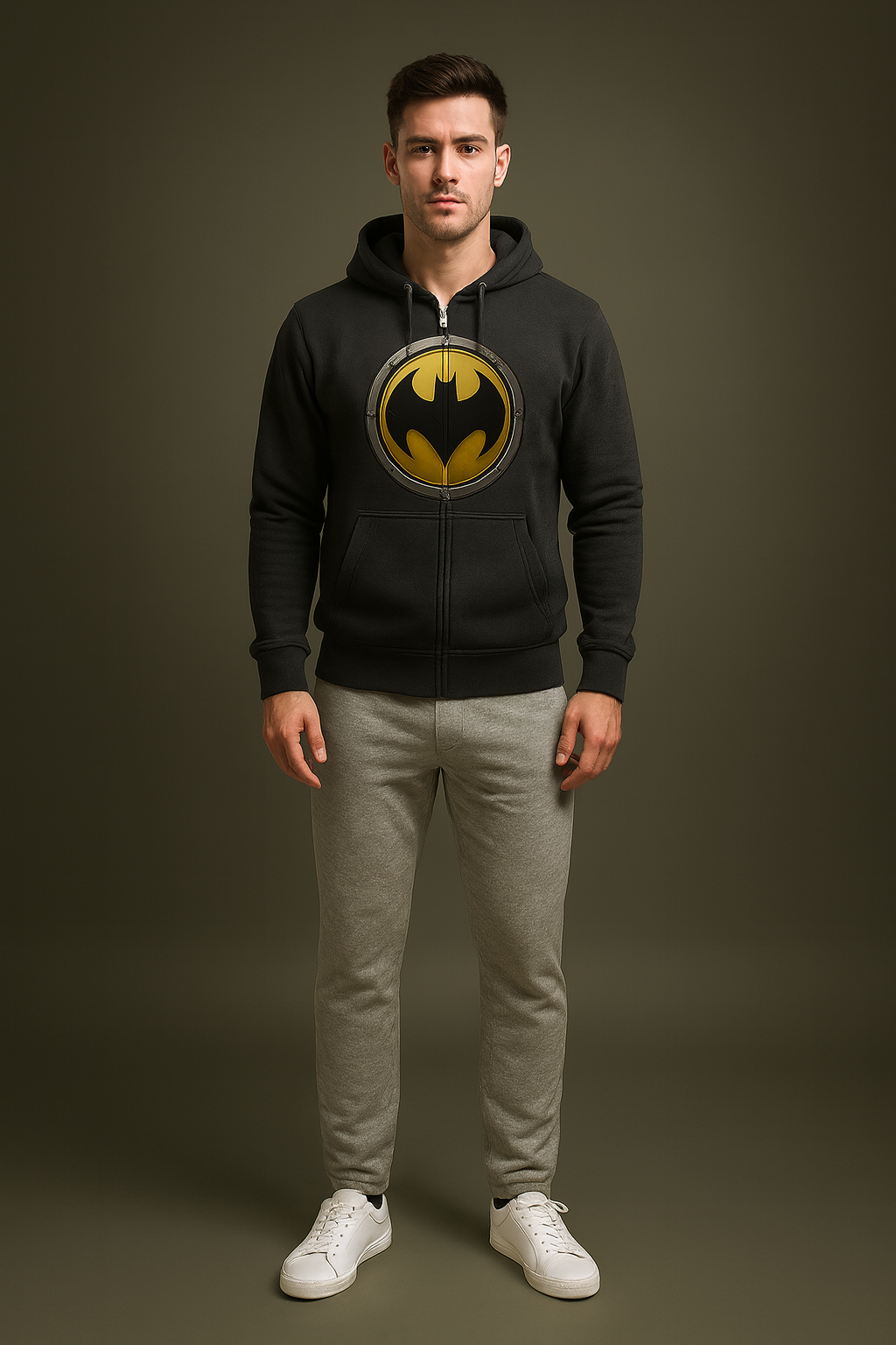 Charcoal Zipper Hoodie With Grey Trouser  Premium Winter Fleece Bundle