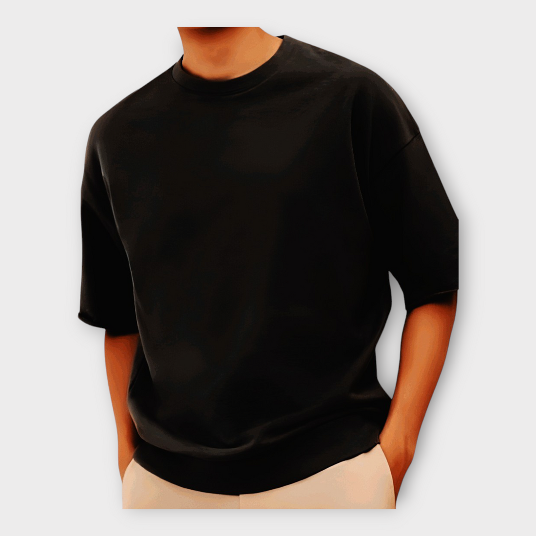 Summer Black Basic T-shirt For Men's AUA&CO