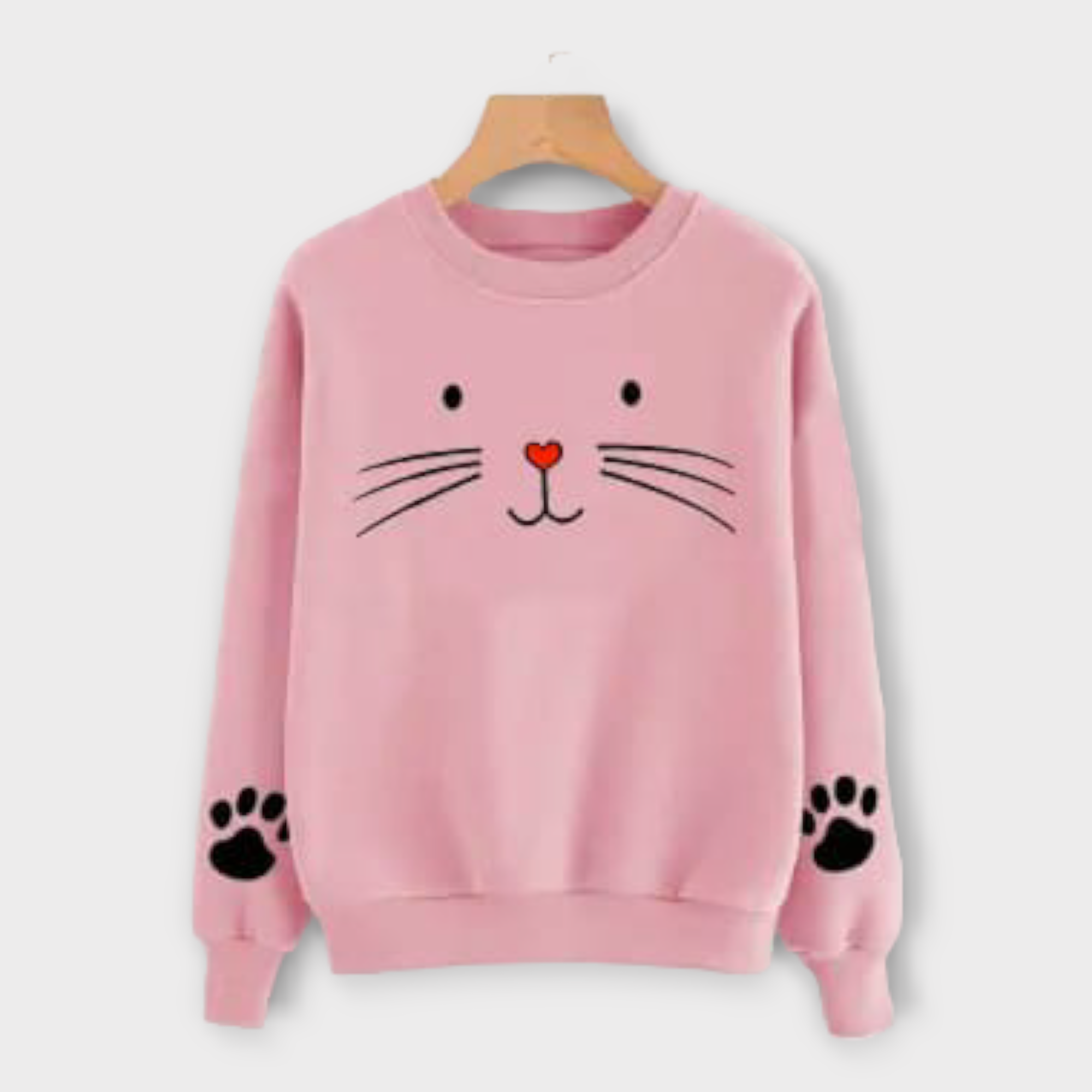 Winter Pink Cat-y Sweatshirt for Womens AUA&CO