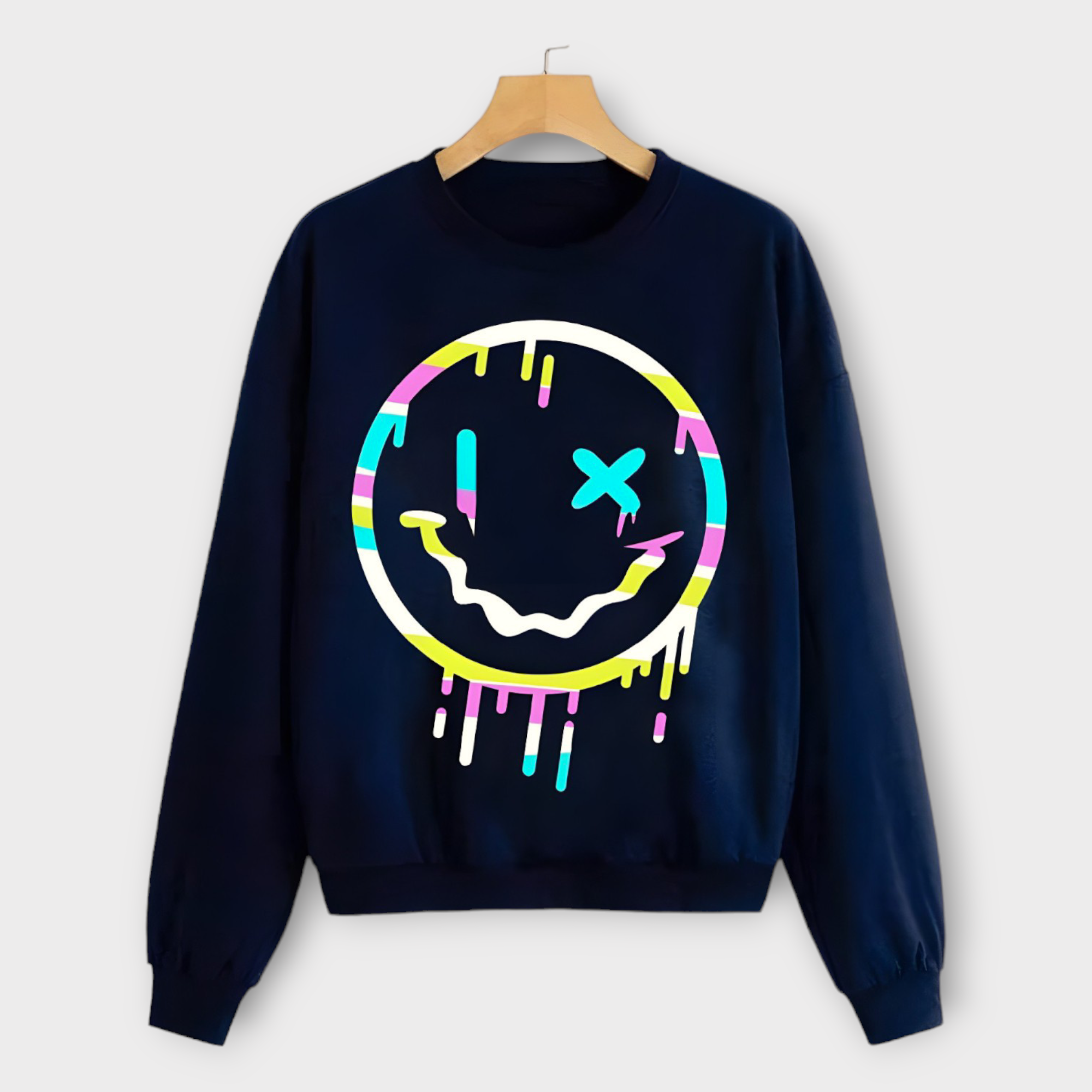 Winter Printed Navi Blue Sweatshirt For Women's AUA&CO