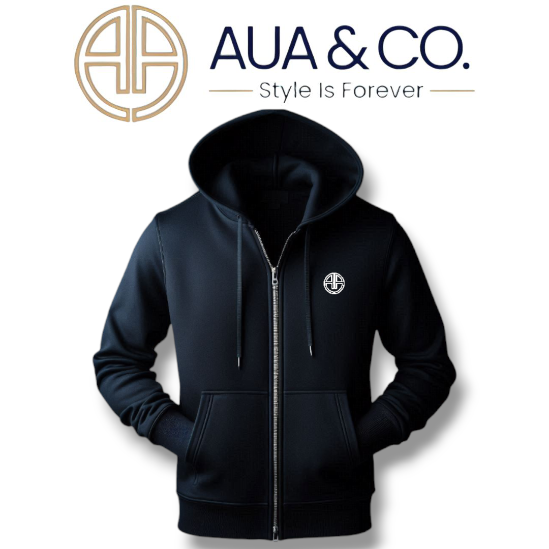AUA&CO Premium Fleece Full-Zip Hoodies – Classic Black
