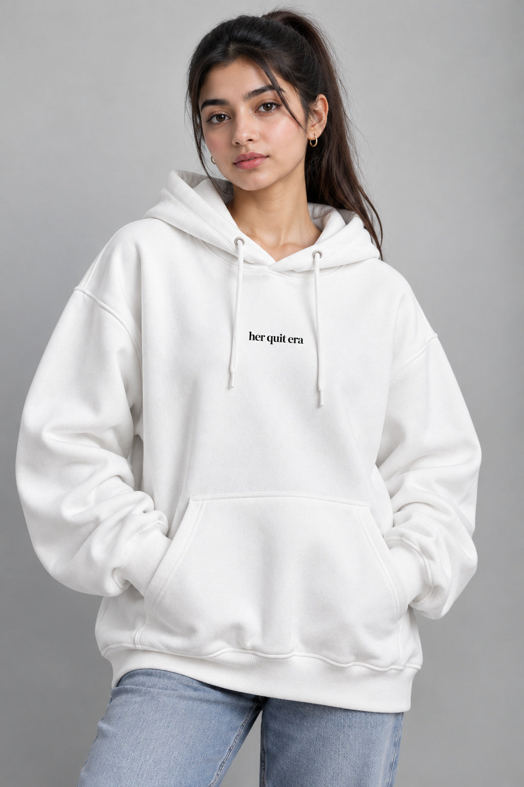 White Oversized Hoodie for Women | AUA&CO