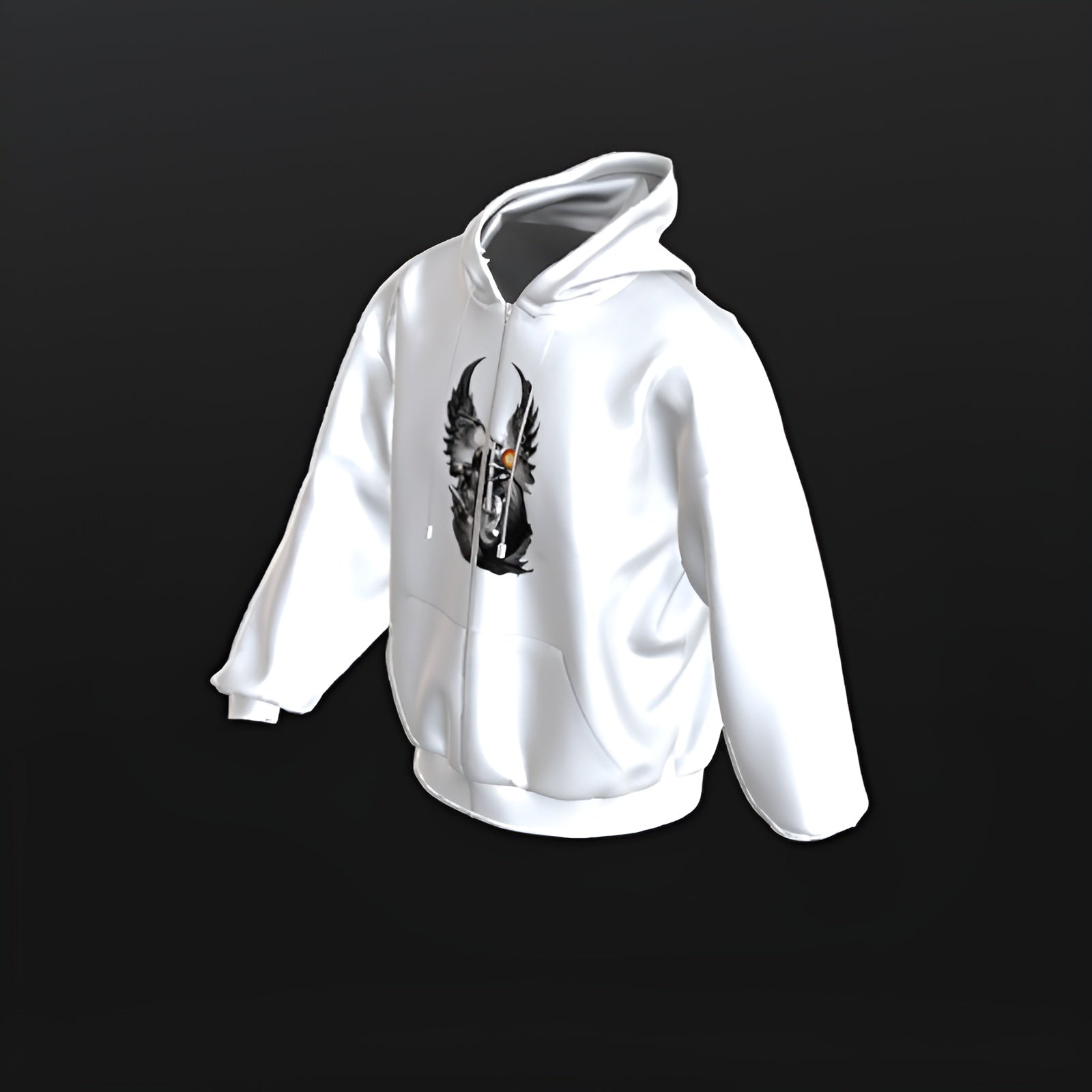 Men's Winter Zipper Hoodies – White with Unique Graphic Prints | AUA&CO