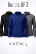 Bundle of 3 Premium Plain Polo Shirts – Black, Navy Blue & Steel Gray 👕