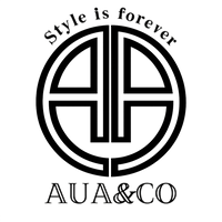 Circular logo with 'Style is forever' text and 'AUA&CO' branding on a white background