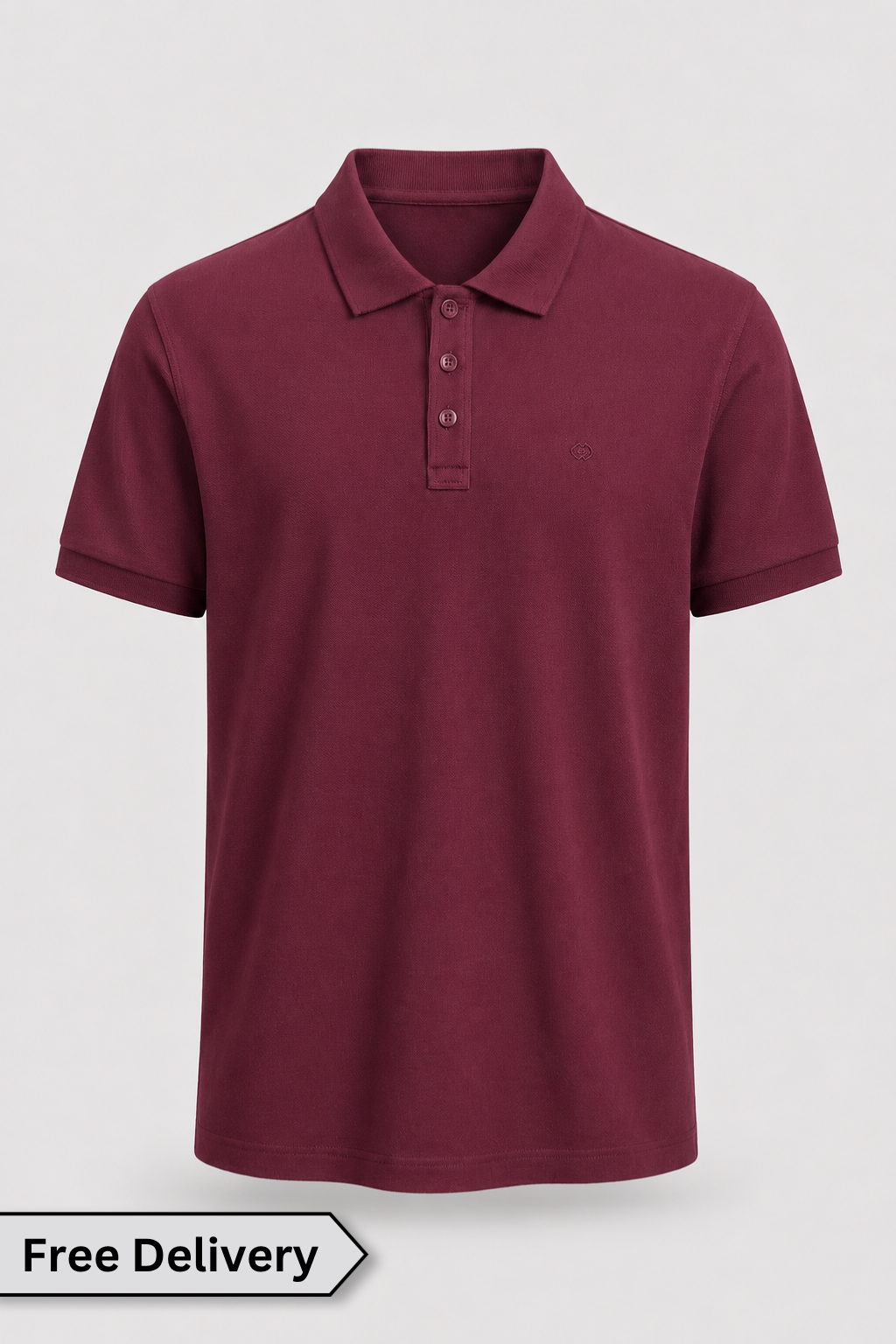 AUA&CO men’s burgundy regular fit polo shirt with classic collar and tonal chest logo