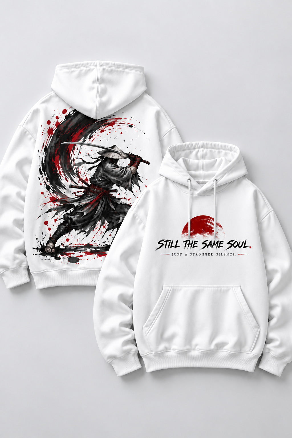 Shadow Ronin Samurai Oversized Hoodie – White