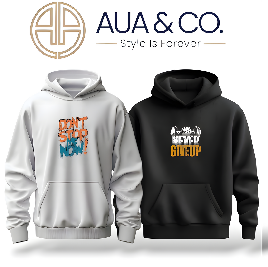 "Bundle of two fleece hoodies, one black and one white, with trendy prints for boys' casual winter fashion