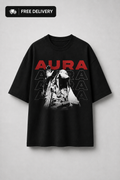 Men’s Aura Black Oversized Graphic T-Shirt | AUA&CO