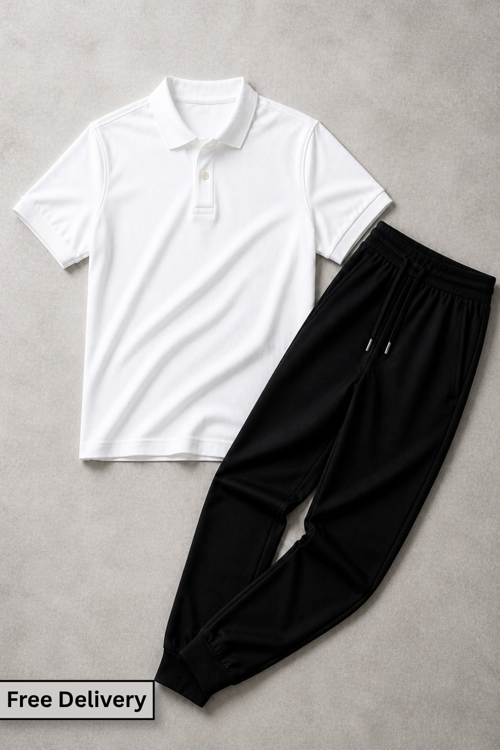 Men’s White Polo & Black Trouser Set | Premium Summer Set – AUA&CO