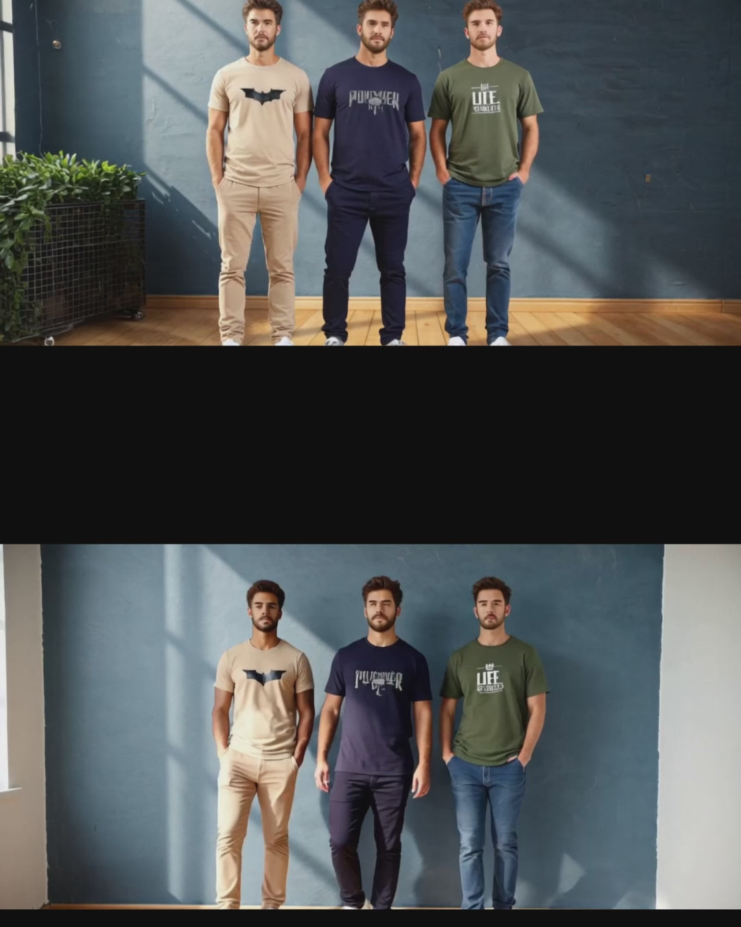 "Men’s Summer T-Shirt Bundle (3 Pack) – Navy, Beige, Kay Green"