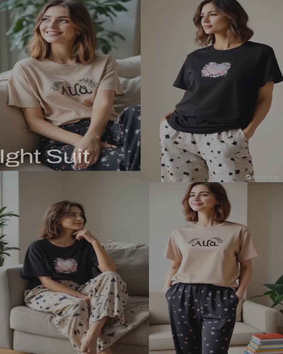 Set Of 🌙 Women's Night Suit with Random Printed Trouser – Cozy & Stylish Sleepwear 🌙