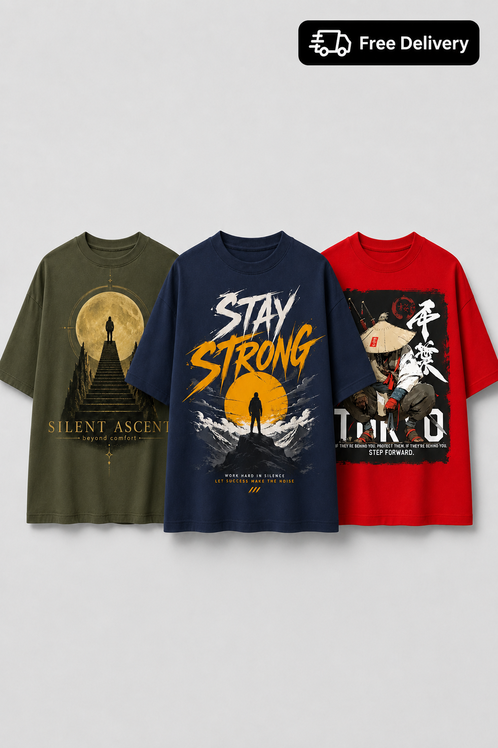 Men’s Pack of 3 Premium Oversized Baggy Graphic T-Shirts | AUA&CO