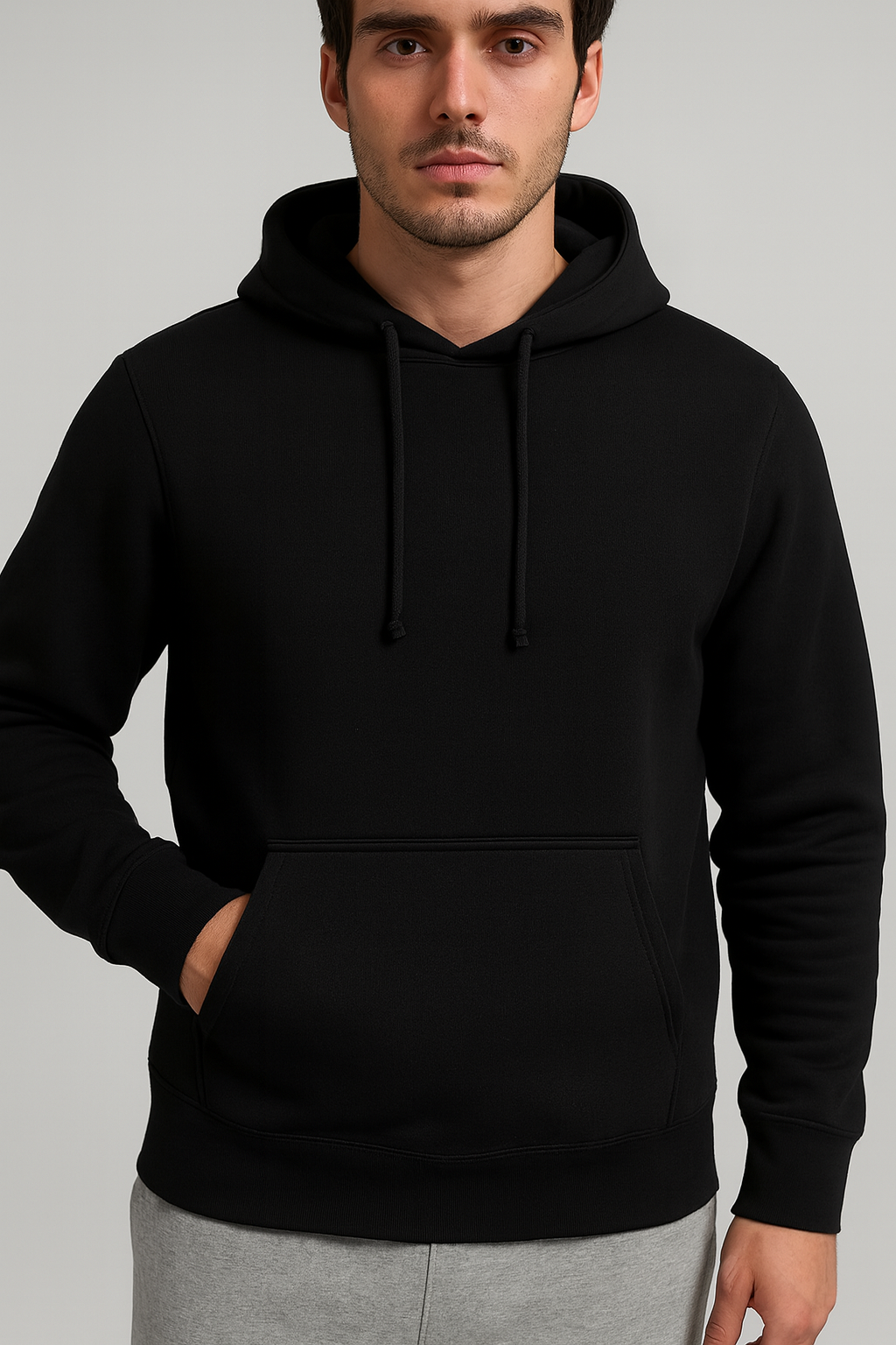 Men's Black Hoodie & Light Gray Trouser Set – Motorcycle Wing Graphic Edition