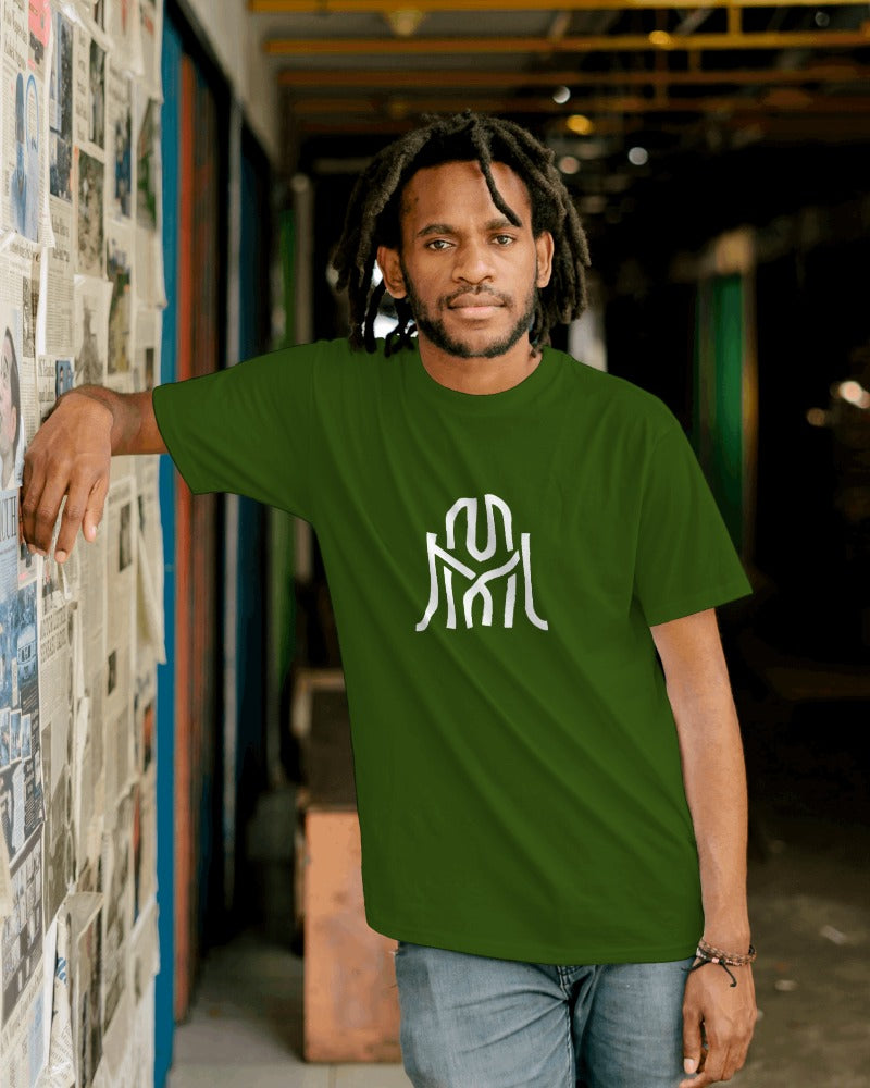"Pack of 4 Summer Men's Half Sleeve T-shirts by AUA&CO, featuring red, black, brown, and green casual wear with unique logos."