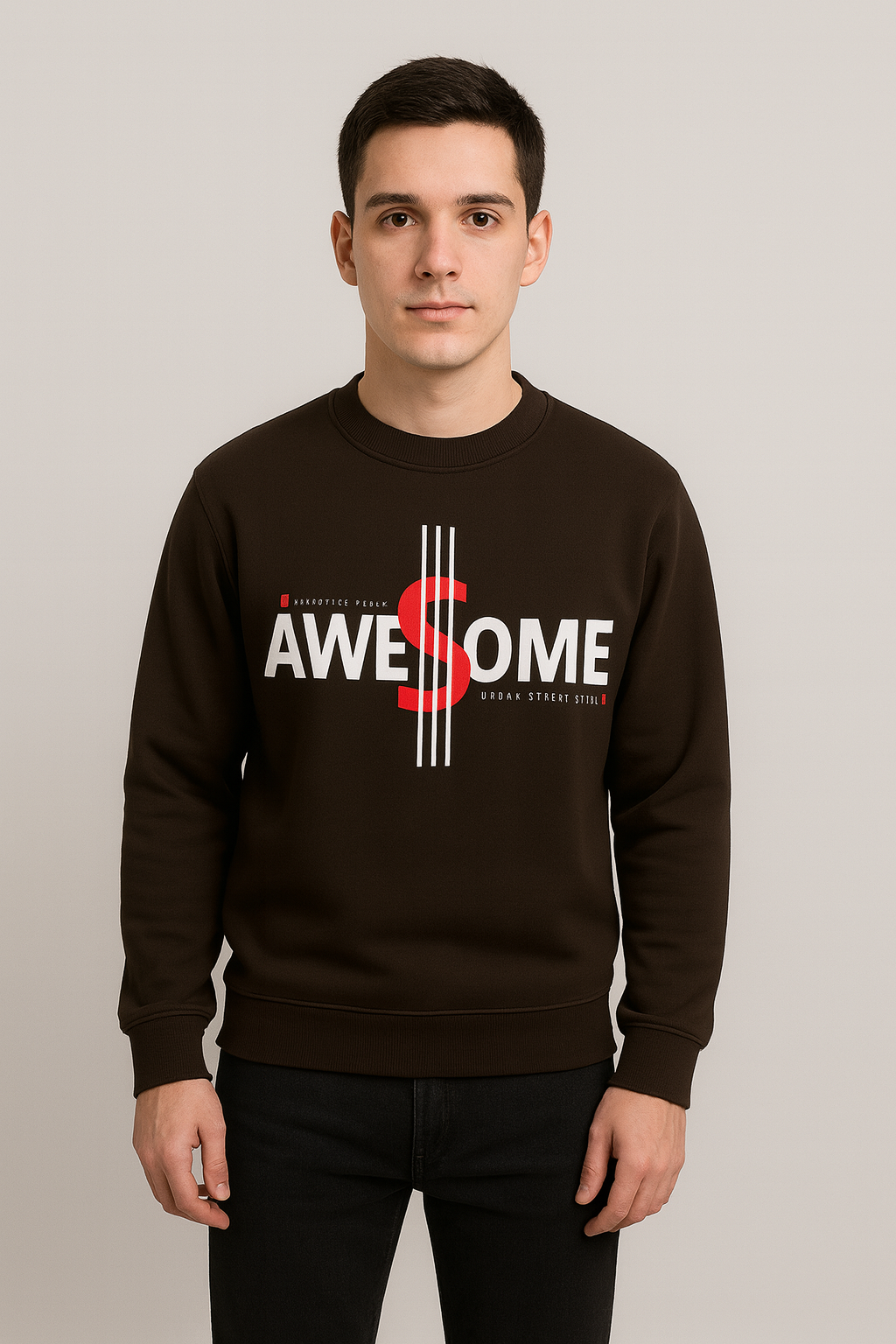 "AUA&CO 3-Pack Winter Men's Sweatshirts - Gray, Brown, Orange"