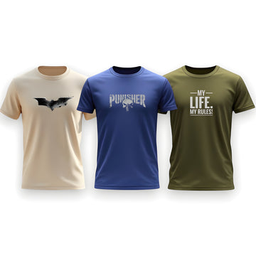 "Men’s Summer T-Shirt Bundle (3 Pack) – Navy, Beige, Kay Green"